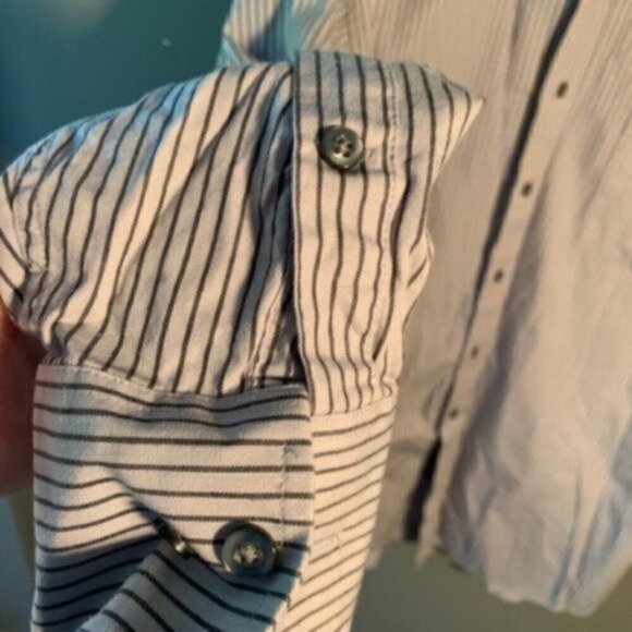 MICHAEL Michael Kors Button Down Gray Blue Stripes - Picture 5 of 7